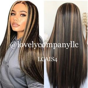 Highlight Honey Blonde Straight Synthetic Lace Front Wig